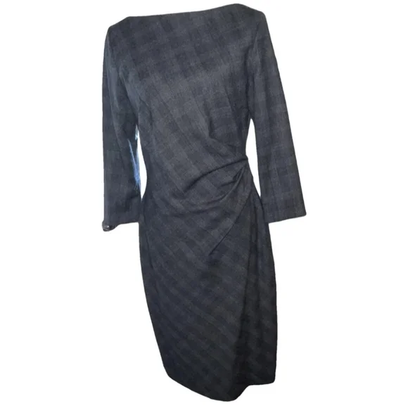 MaxMara | Dresses | Max Mara Grey Plaid Boatneck Dress Bnwot | Poshmark
